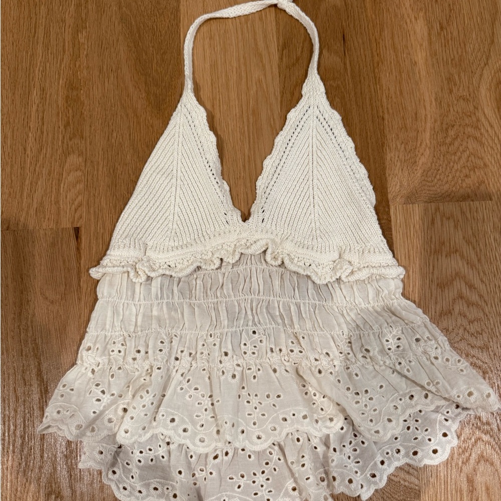 Zara Cream Ruffled Top